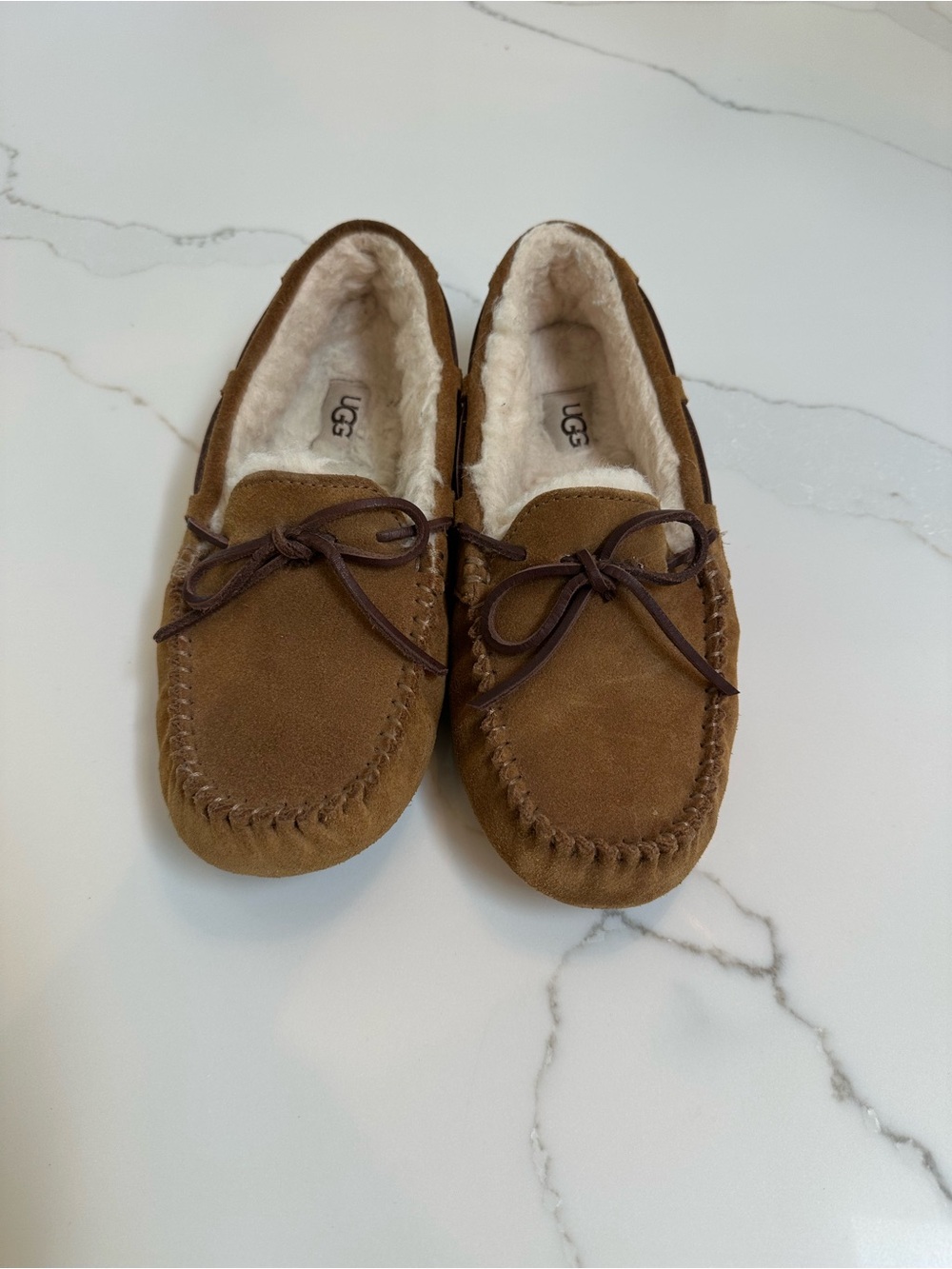 UGG Dakota Suede Moccasin Slippers with Shearling